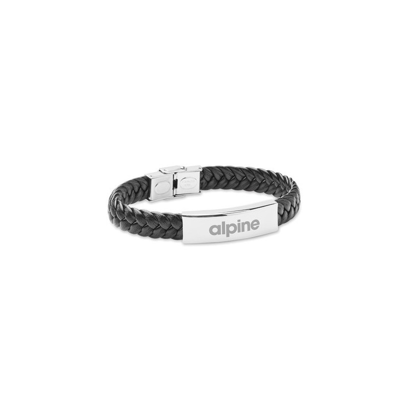 Bracelet personnalisé tressé en simili cuir pas cher - FAULET Matières : acier inoxydable Couleurs : noir goodies publicitaire é