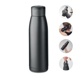 Bouteille isotherme personnalisée 400ml - CALEFRIO Couleurs : noir Matières : acier inoxydable recyclé