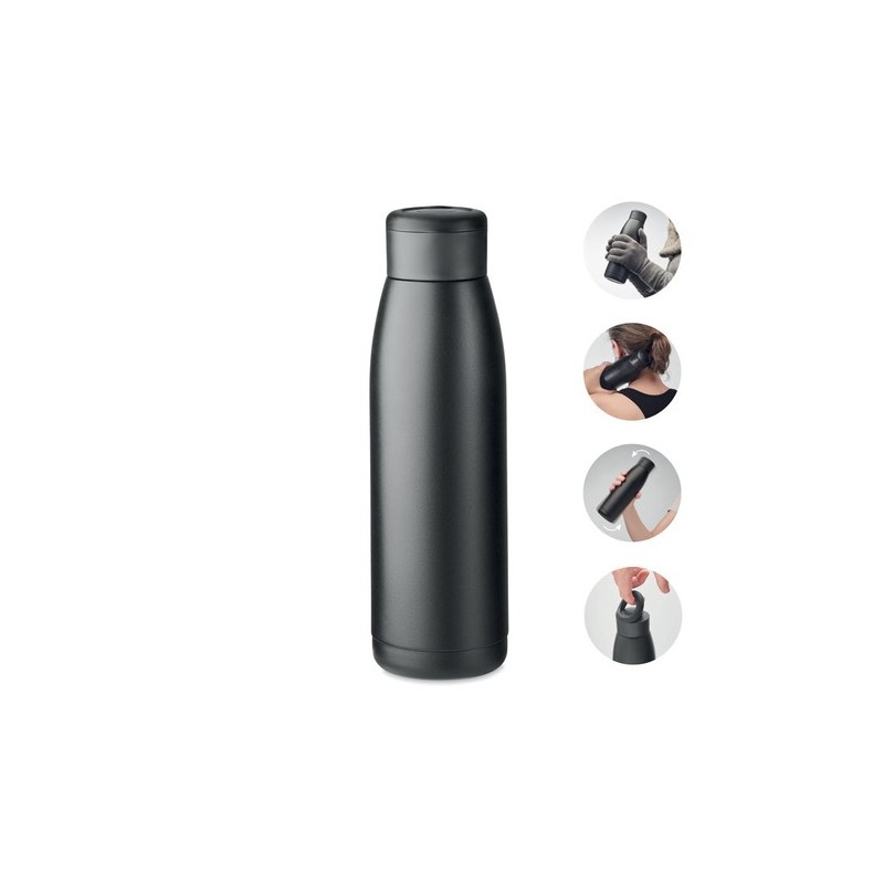 Bouteille isotherme personnalisée 400ml - CALEFRIO Couleurs : noir Matières : acier inoxydable recyclé