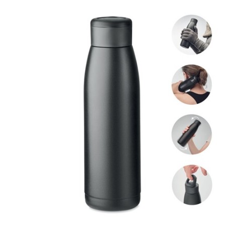 Bouteille isotherme personnalisée 400ml - CALEFRIO Couleurs : noir Matières : acier inoxydable recyclé