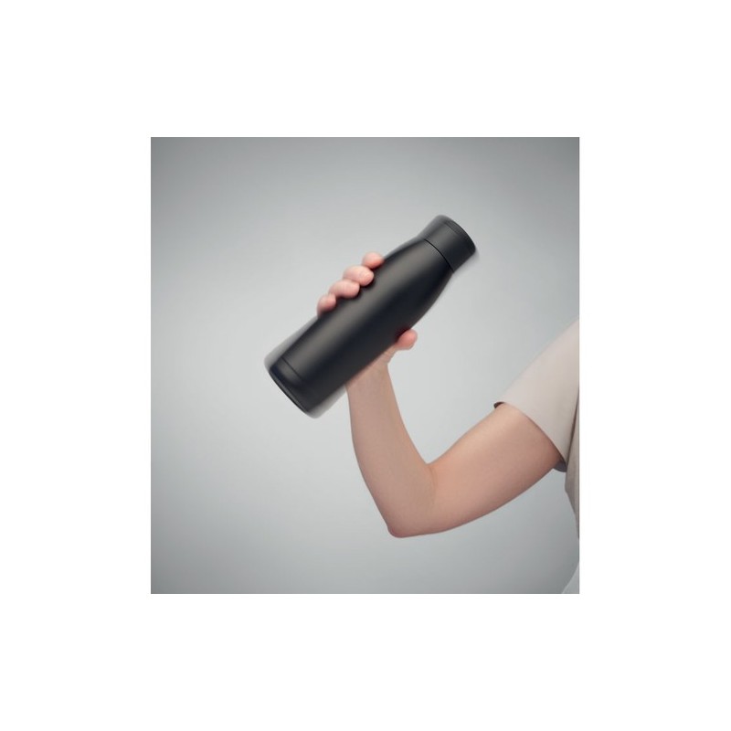 Bouteille isotherme personnalisée 400ml - CALEFRIO Couleurs : noir Matières : acier inoxydable recyclé cadeau entreprise pas che