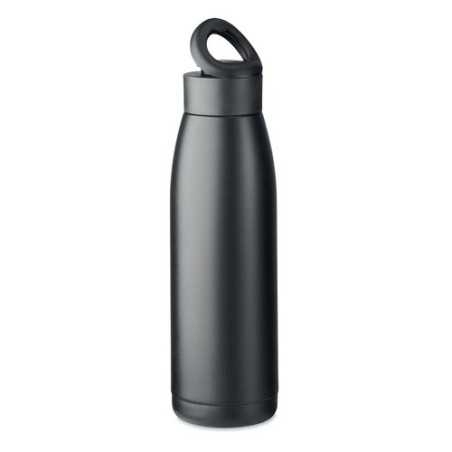 Bouteille isotherme personnalisée 400ml - CALEFRIO Couleurs : noir Matières : acier inoxydable recyclé impression haute définiti