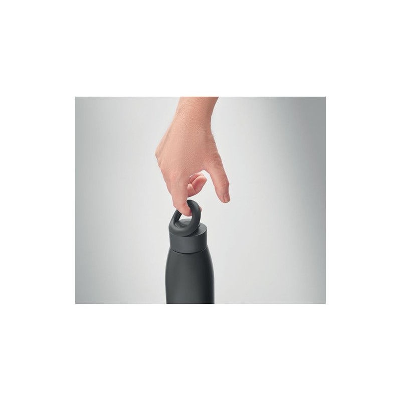 Bouteille isotherme personnalisée 400ml - CALEFRIO Couleurs : noir Matières : acier inoxydable recyclé objet promotionnel éco-re