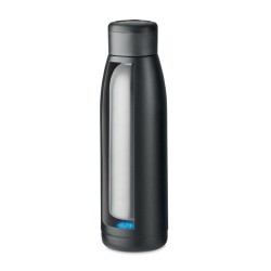 Bouteille isotherme personnalisée 400ml - CALEFRIO Couleurs : noir Matières : acier inoxydable recyclé personnalisation rapide e