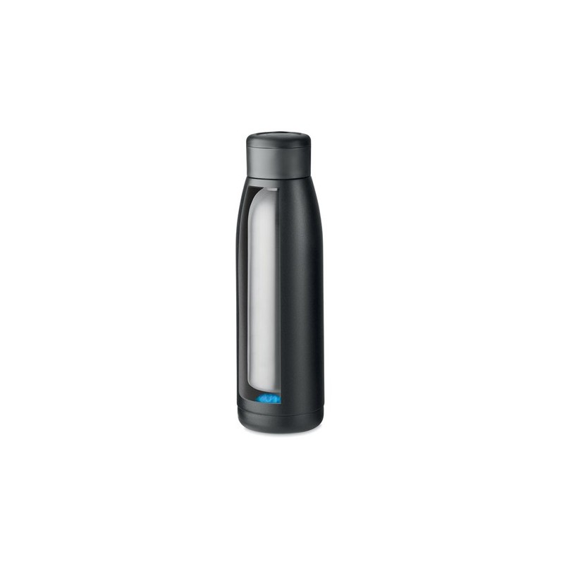 Bouteille isotherme personnalisée 400ml - CALEFRIO Couleurs : noir Matières : acier inoxydable recyclé personnalisation rapide e