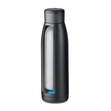 Bouteille isotherme personnalisée 400ml - CALEFRIO Couleurs : noir Matières : acier inoxydable recyclé personnalisation rapide e