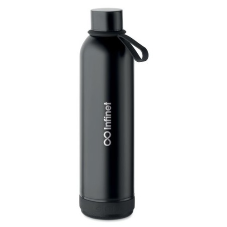 Bouteille isotherme double paroi 500ml - MUSEY Matières : acier inoxydable Couleurs : noir impression haute définition