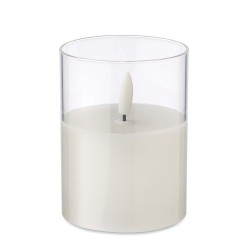 Bougie LED personnalisée en cire - XANDLE+ Matières : verre Couleurs : blanc