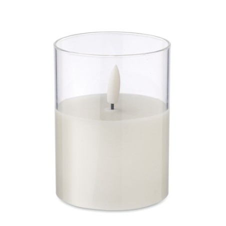 Bougie LED personnalisée en cire - XANDLE+ Matières : verre Couleurs : blanc