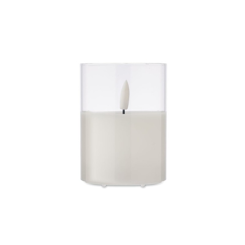 Bougie LED personnalisée en cire - XANDLE+ Matières : verre Couleurs : blanc personnalisable avec votre logo