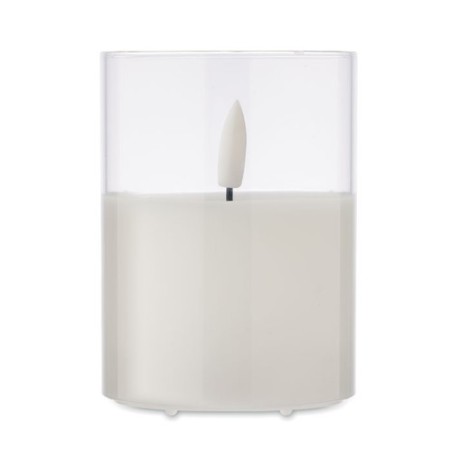 Bougie LED personnalisée en cire - XANDLE+ Matières : verre Couleurs : blanc personnalisable avec votre logo