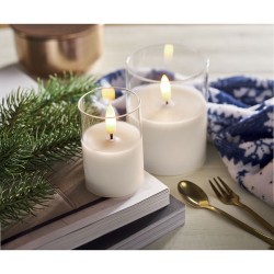 Bougie LED personnalisée en cire - XANDLE+ Matières : verre Couleurs : blanc impression haute définition