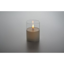 Bougie LED personnalisée en cire - XANDLE+ Matières : verre Couleurs : blanc marquage laser ultra précis
