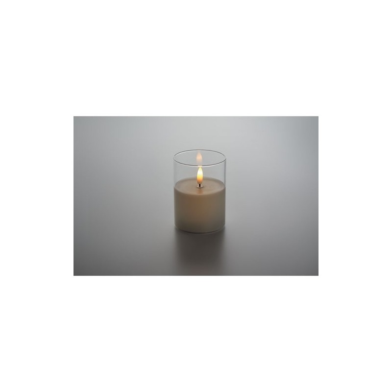 Bougie LED personnalisée en cire - XANDLE+ Matières : verre Couleurs : blanc marquage laser ultra précis
