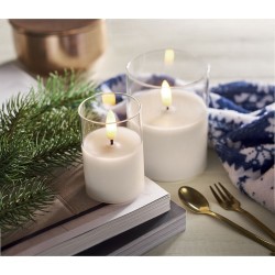 Bougie LED personnalisée en cire - XANDLE+ Matières : verre Couleurs : blanc livraison express 24h 48h