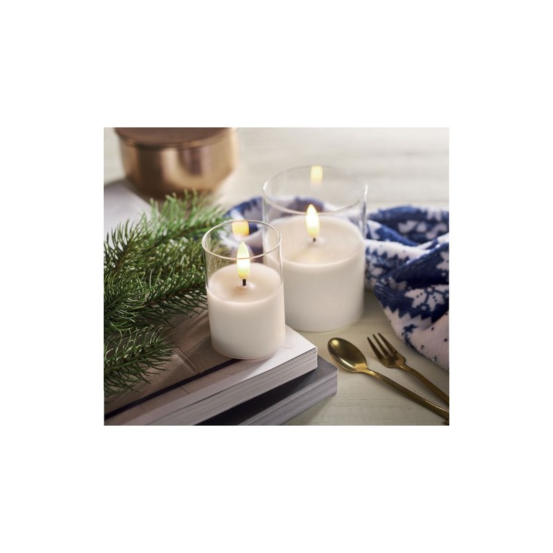 Bougie LED personnalisée en cire - XANDLE+ Matières : verre Couleurs : blanc livraison express 24h 48h