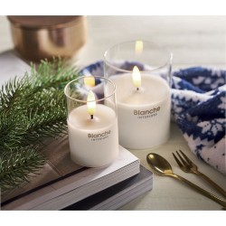 Bougie LED personnalisée en cire - XANDLE+ Matières : verre Couleurs : blanc cadeau collaborateur premium