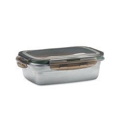 Boîte à lunch  personnalisée 850 ml - LOX Couleurs : gris transparent Matières : acier inoxydable recyclé