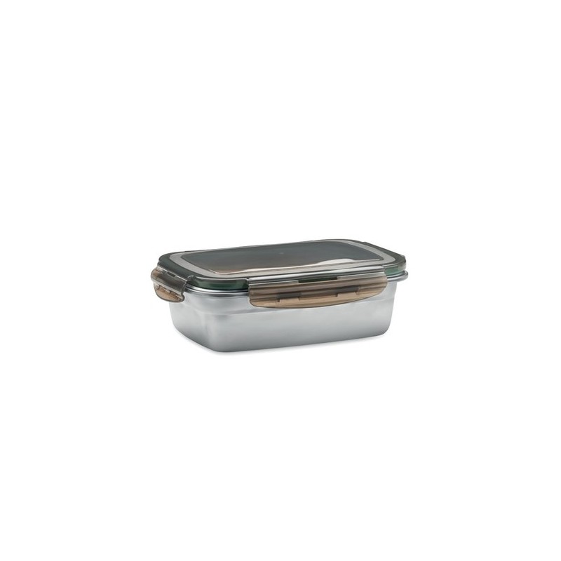 Boîte à lunch  personnalisée 850 ml - LOX Couleurs : gris transparent Matières : acier inoxydable recyclé