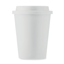 Gobelet double paroi personnalisable de 300 ml - SORA Matières : polypropylène (PP) Couleurs : blanc marquage laser ultra précis