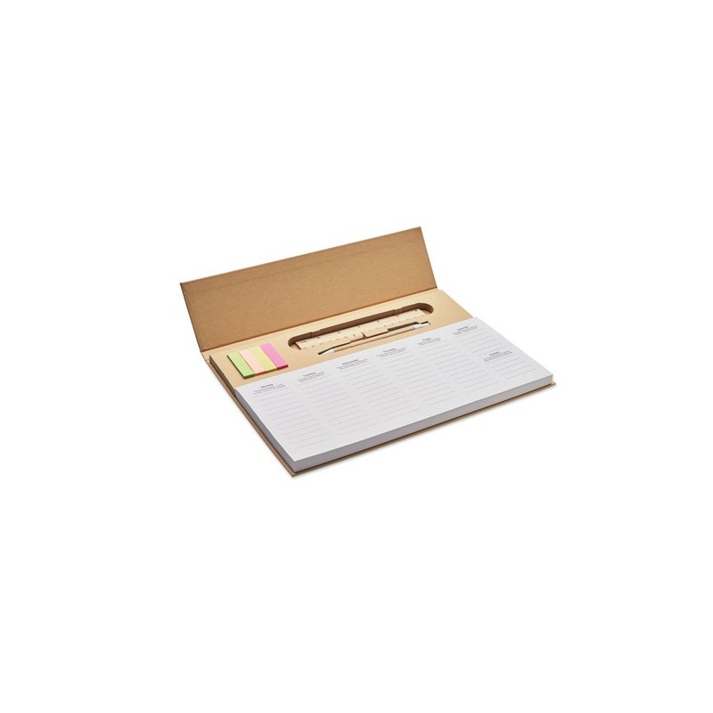 Agenda Hebdomadaire Personnalisé de Bureau MEMWEEK Matières : papier Couleurs : beige