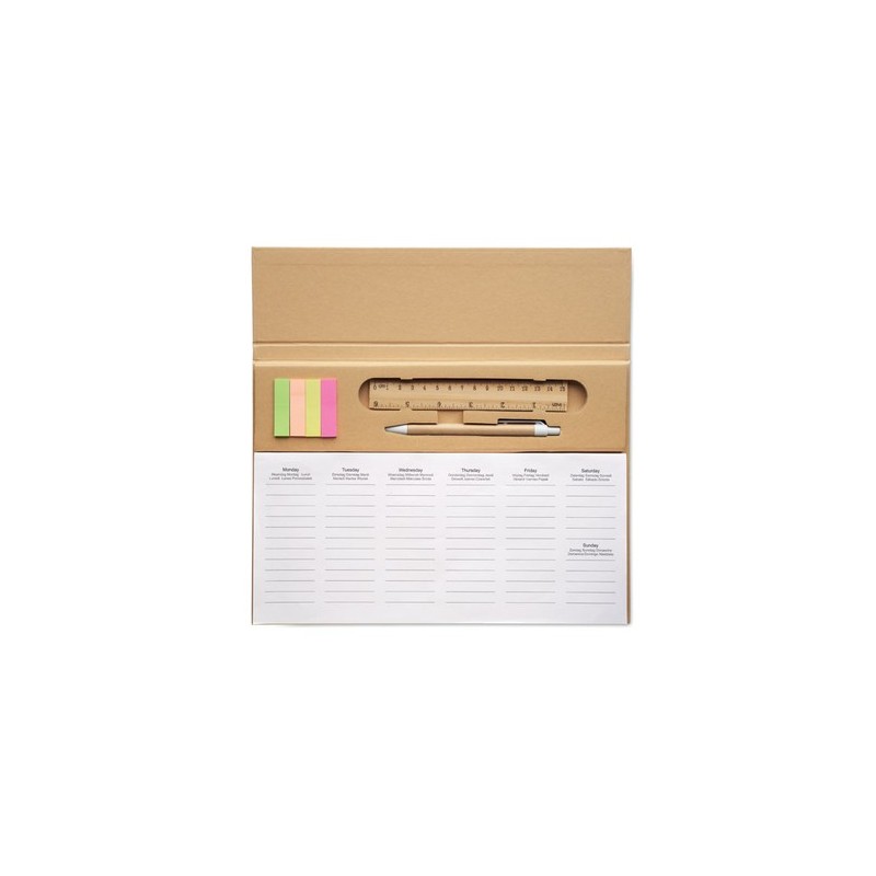Agenda Hebdomadaire Personnalisé de Bureau MEMWEEK Matières : papier Couleurs : beige personnalisable avec votre logo