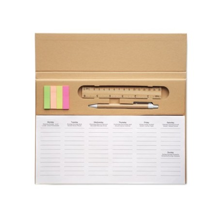 Agenda Hebdomadaire Personnalisé de Bureau MEMWEEK Matières : papier Couleurs : beige personnalisable avec votre logo