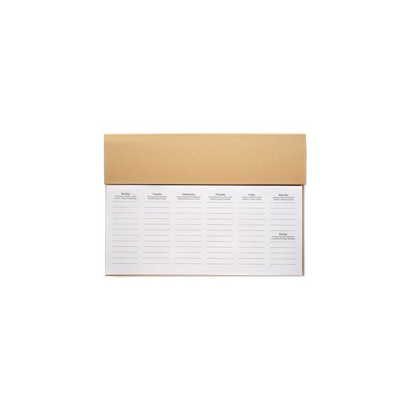 Agenda Hebdomadaire Personnalisé de Bureau MEMWEEK Matières : papier Couleurs : beige cadeau entreprise pas cher