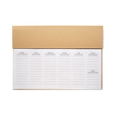 Agenda Hebdomadaire Personnalisé de Bureau MEMWEEK Matières : papier Couleurs : beige cadeau entreprise pas cher