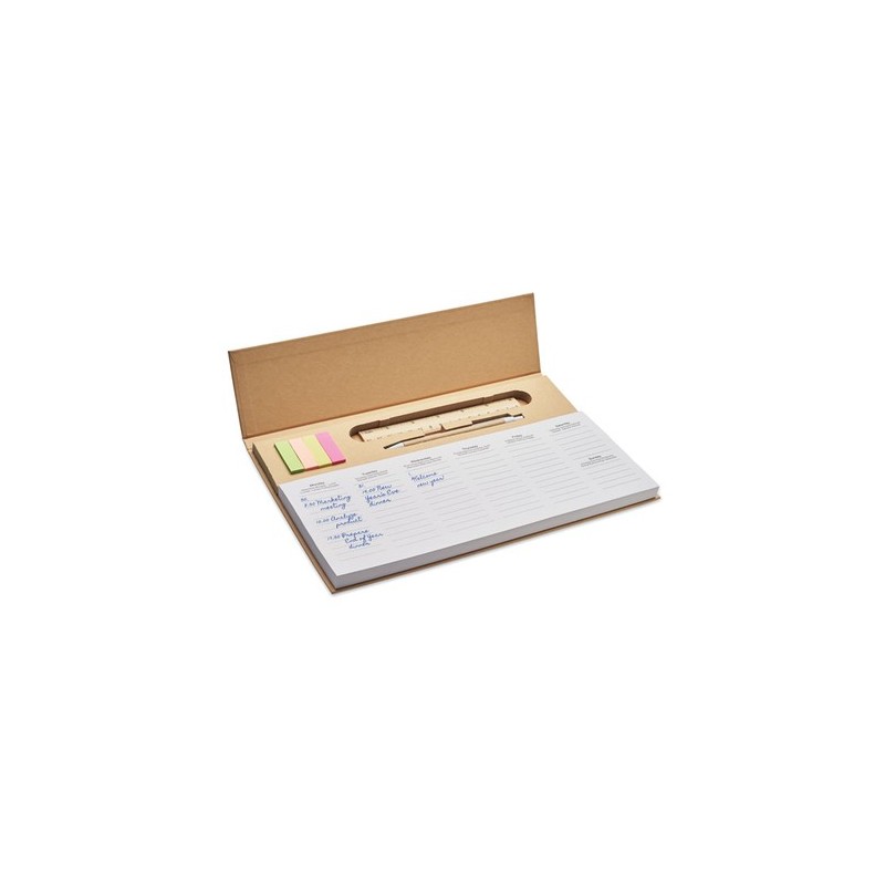 Agenda Hebdomadaire Personnalisé de Bureau MEMWEEK Matières : papier Couleurs : beige impression haute définition