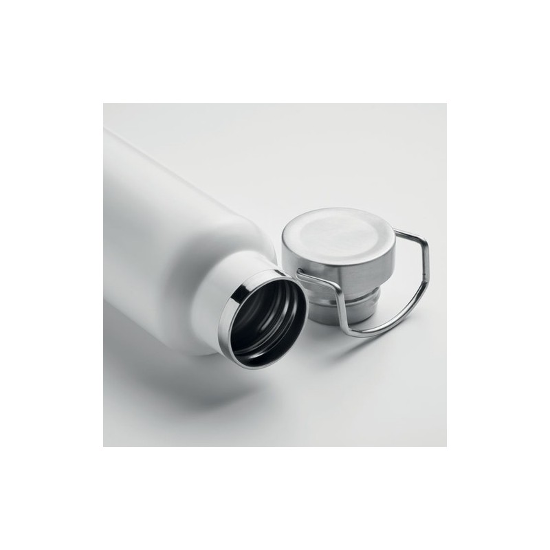 Bouteille isotherme double paroi 500ml personnalisée IVES Couleurs : blanc Matières : acier inoxydable recyclé impression haute 