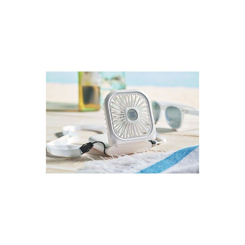 Ventilateur portable pliable personnalisé - STANDFAN Matières : ABS Couleurs : blanc impression haute définition