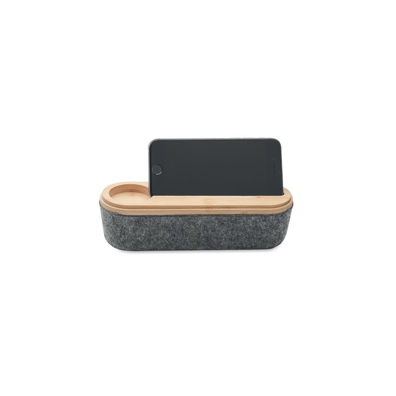 Trousse  en feutre RPET personnalisée - MILE Matières : bambou Couleurs : bois personnalisable avec votre logo