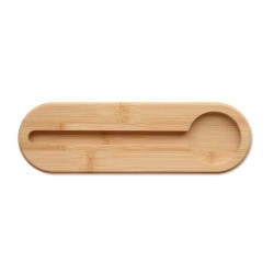 Trousse  en feutre RPET personnalisée - MILE Matières : bambou Couleurs : bois cadeau entreprise pas cher