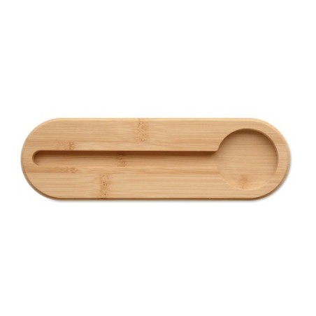 Trousse  en feutre RPET personnalisée - MILE Matières : bambou Couleurs : bois cadeau entreprise pas cher