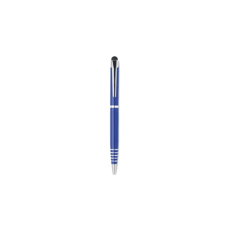 Stylo à bille  personnalisé pratique - FLORINA Matières : aluminium recyclé  Couleurs : bleu marquage laser ultra précis