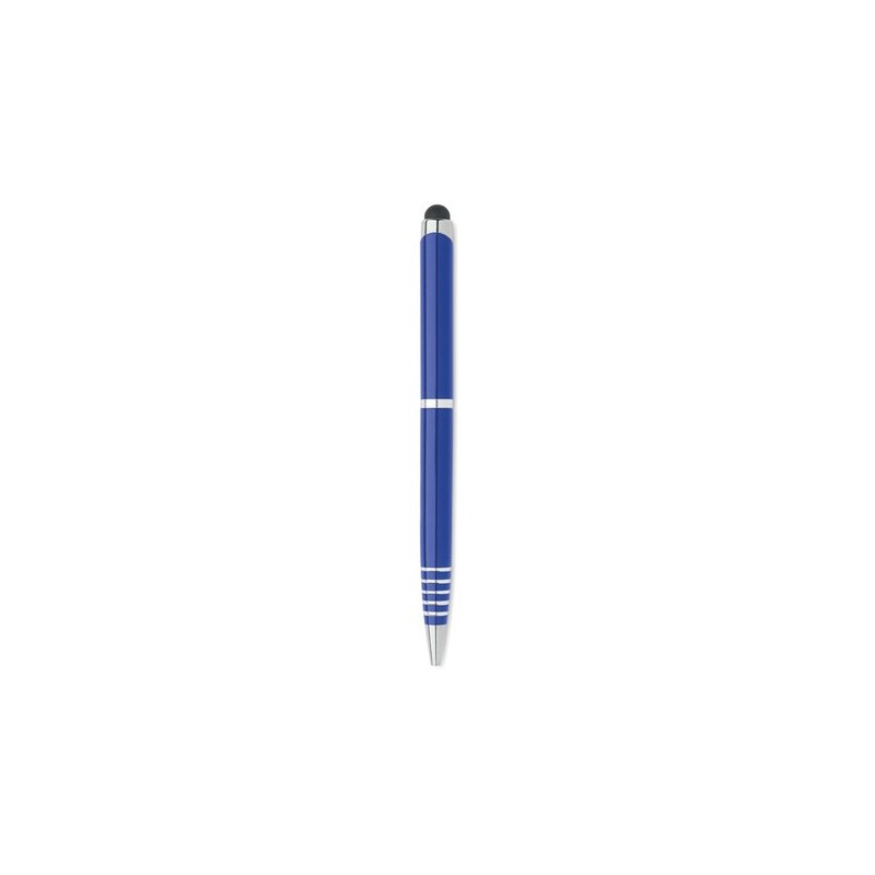 Stylo à bille  personnalisé pratique - FLORINA Matières : aluminium recyclé  Couleurs : bleu marquage couleur éclatante