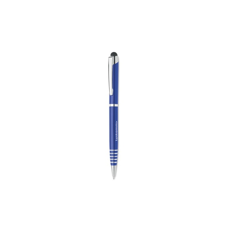 Stylo à bille  personnalisé pratique - FLORINA Matières : aluminium recyclé  Couleurs : bleu objet promo petit budget