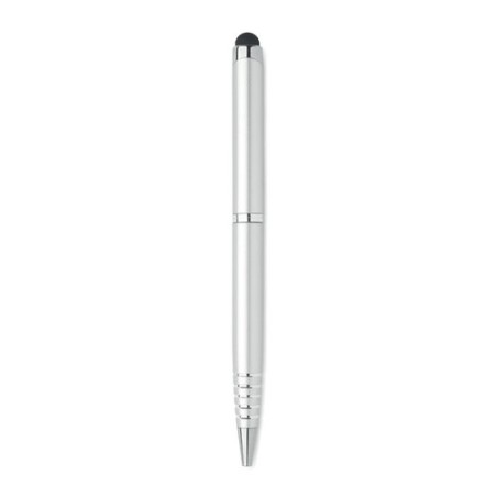 Stylo à bille  personnalisé pratique - FLORINA Matières : aluminium recyclé  Couleurs : argenté impression logo haute qualité
