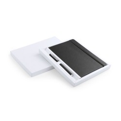 Set de Carnet et Stylo Éco-responsables Personnalisés - Marden Matières : PU Couleurs : noir