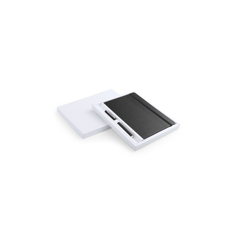 Set de Carnet et Stylo Éco-responsables Personnalisés - Marden Matières : PU Couleurs : bleu marquage laser ultra précis