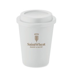 Gobelet double paroi personnalisable de 300 ml - SORA Matières : polypropylène (PP) Couleurs : blanc impression logo haute quali