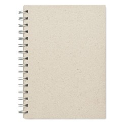 Carnet à spirales A5  personnalisé pas cher GRASS BOOK Couleurs : beige Matières : papier à base d'herbe