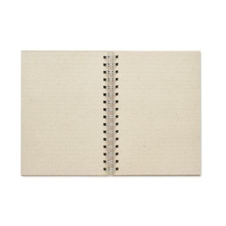 Carnet à spirales A5  personnalisé pas cher GRASS BOOK Couleurs : beige Matières : papier à base d'herbe personnalisable avec vo