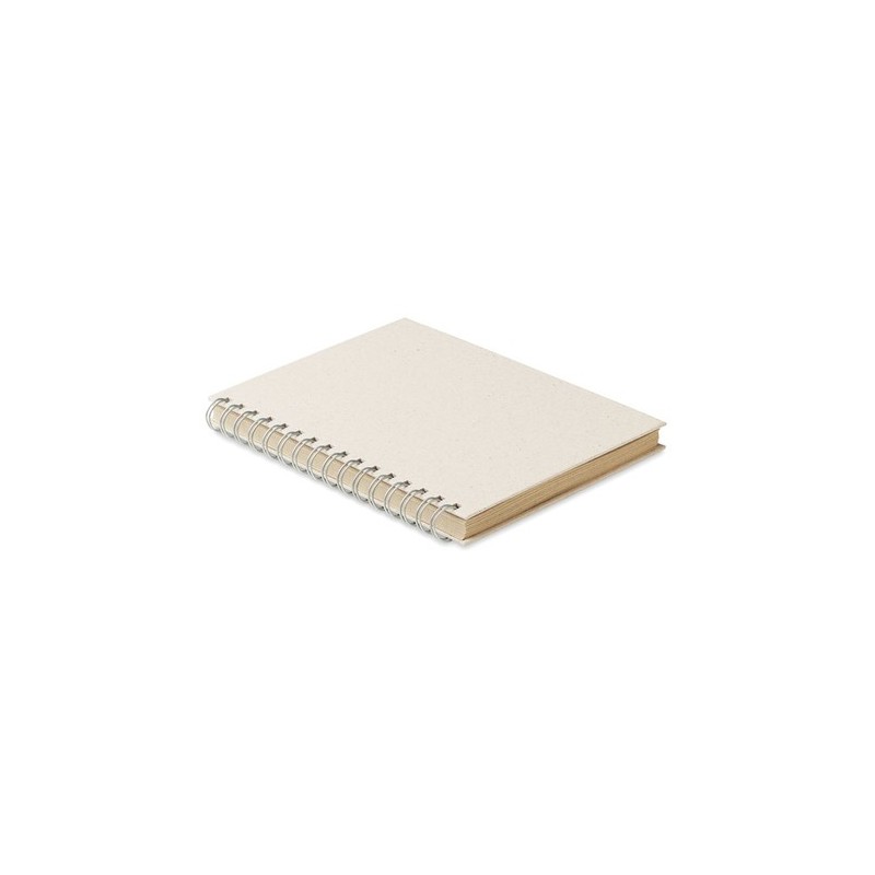 Carnet à spirales A5  personnalisé pas cher GRASS BOOK Couleurs : beige Matières : papier à base d'herbe cadeau entreprise pas c