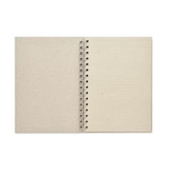 Carnet à spirales A5  personnalisé pas cher GRASS BOOK Couleurs : beige Matières : papier à base d'herbe goodies publicitaire év