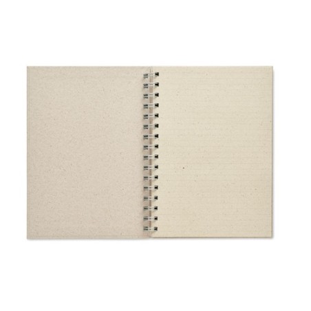 Carnet à spirales A5  personnalisé pas cher GRASS BOOK Couleurs : beige Matières : papier à base d'herbe goodies publicitaire év