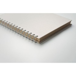 Carnet à spirales A5  personnalisé pas cher GRASS BOOK Couleurs : beige Matières : papier à base d'herbe objet promotionnel éco-