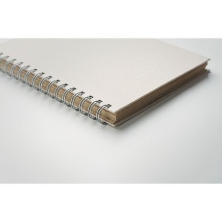 Carnet à spirales A5  personnalisé pas cher GRASS BOOK Couleurs : beige Matières : papier à base d'herbe objet promotionnel éco-