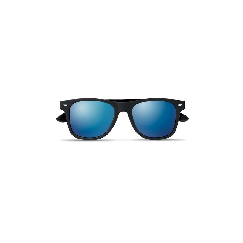 Lunettes de soleil en bambou personnalisées RHODOS Matières : bambou Couleurs : bleu marquage laser ultra précis